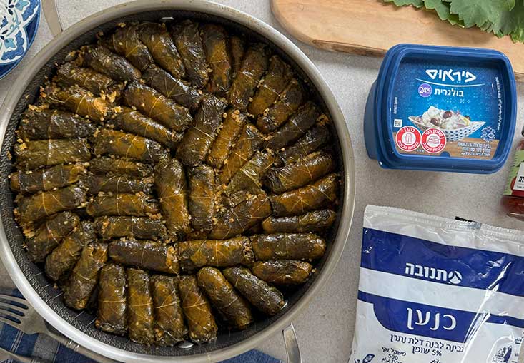 עלי גפן ממולאים בורגול וגבינות