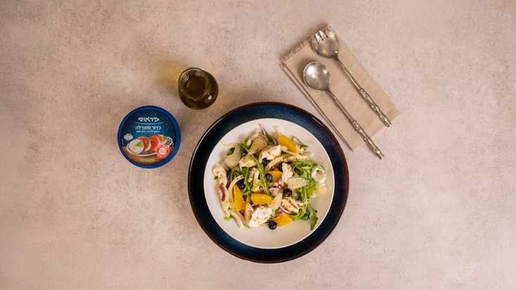 סלט שומר תפוזים ומוצרלה פרסקה