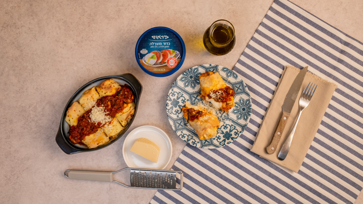 קרפ מגולגל במילוי פטריות ומוצרלה פרסקה