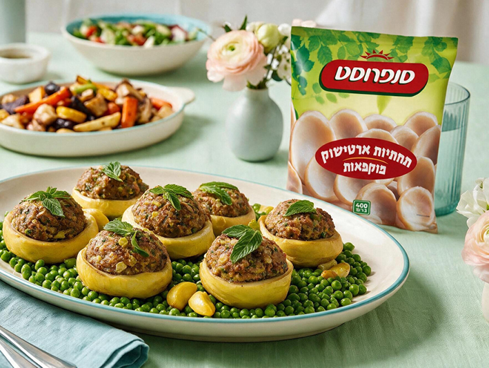 תחתיות ארטישוק עם בצל ואפונה.