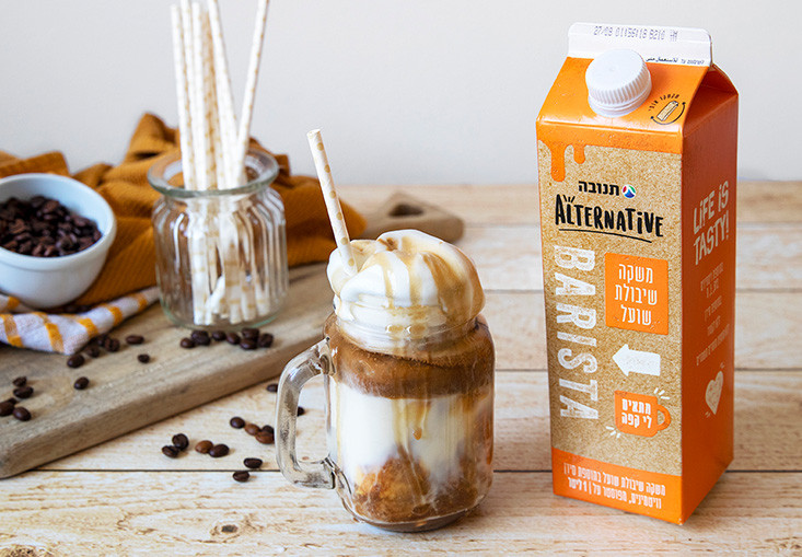 קפה קר קרמל עם משקה BARISTA שיבולת שועל